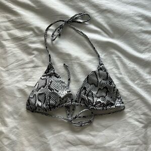 Black & Gray Snakeskin String Bikini Top Size S (Padding Included)